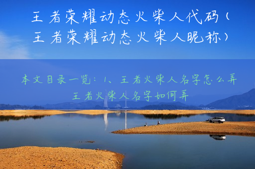 王者荣耀动态火柴人代码(王者荣耀动态火柴人昵称)