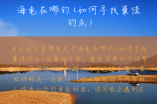 海龟在哪钓(如何寻找最佳钓点)