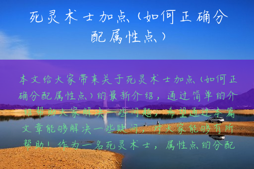 死灵术士加点(如何正确分配属性点)