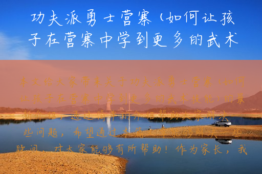 功夫派勇士营寨(如何让孩子在营寨中学到更多的武术技能)