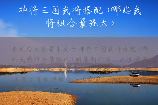 神将三国武将搭配(哪些武将组合最强大)