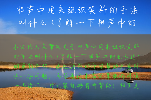 相声中用来组织笑料的手法叫什么(了解一下相声中的点和逗)