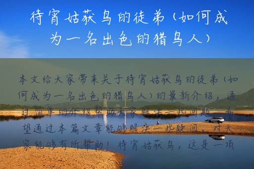 待宵姑获鸟的徒弟(如何成为一名出色的猎鸟人)