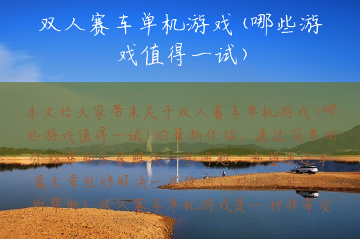 双人赛车单机游戏(哪些游戏值得一试)
