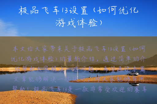极品飞车13设置(如何优化游戏体验)