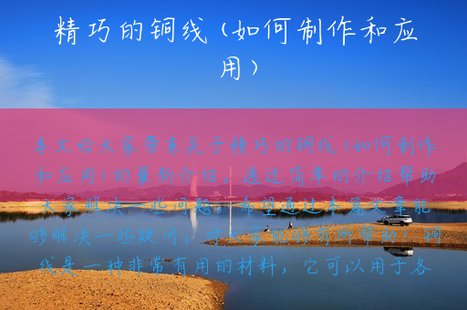 精巧的铜线(如何制作和应用)