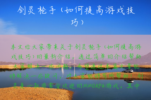 剑灵枪手(如何提高游戏技巧)