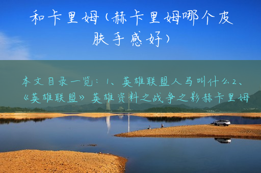 和卡里姆(赫卡里姆哪个皮肤手感好)